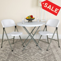 Flash Furniture 2-DAD-YCD-70-WH-GG 2 Pk. HERCULES Series 330 lb. Capacity White Plastic Folding Chair with Gray Frame